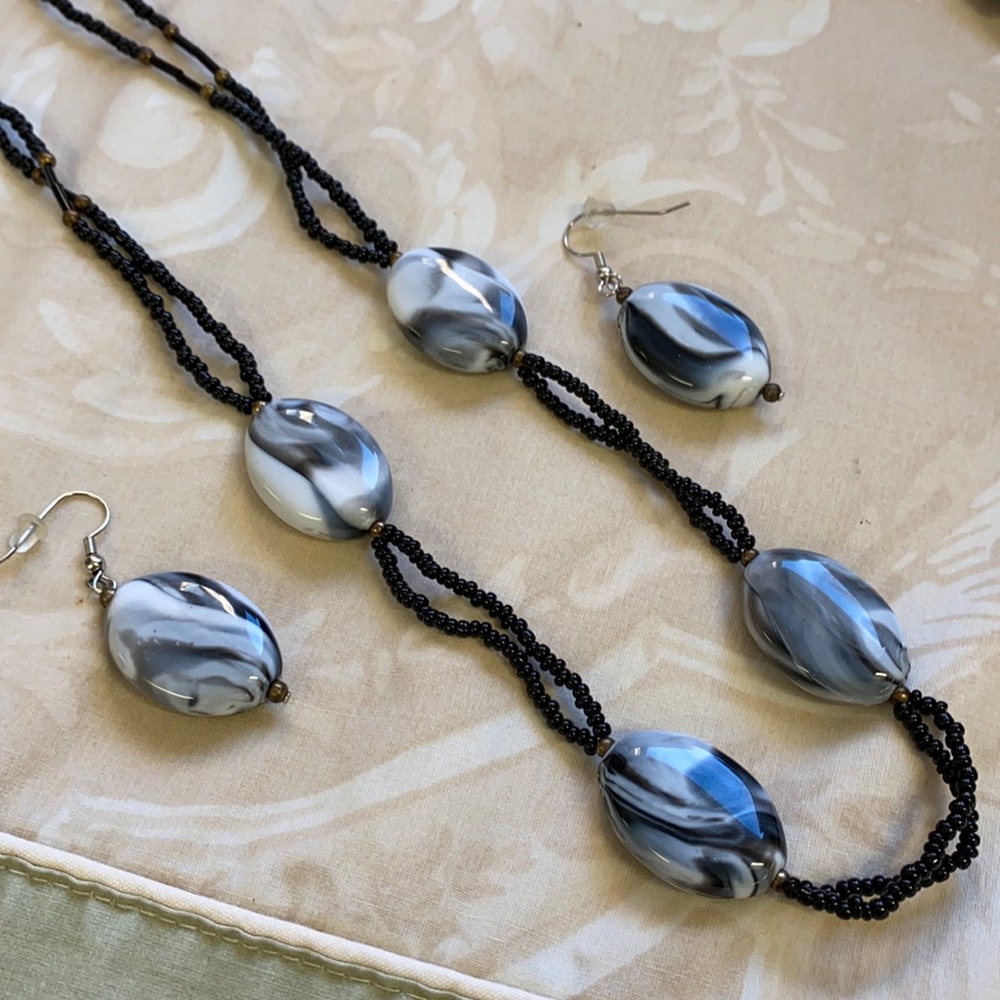 Necklace with matching earrings.